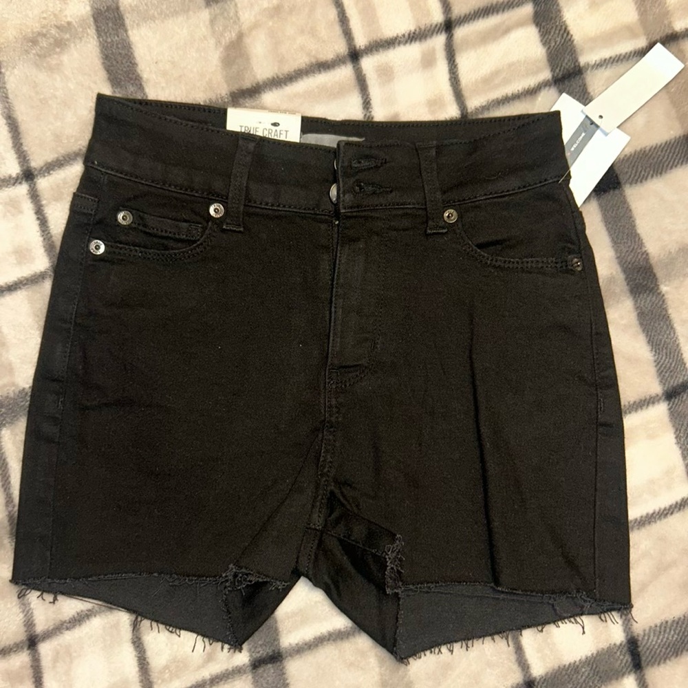 True Craft Women's Black Denim Shorts